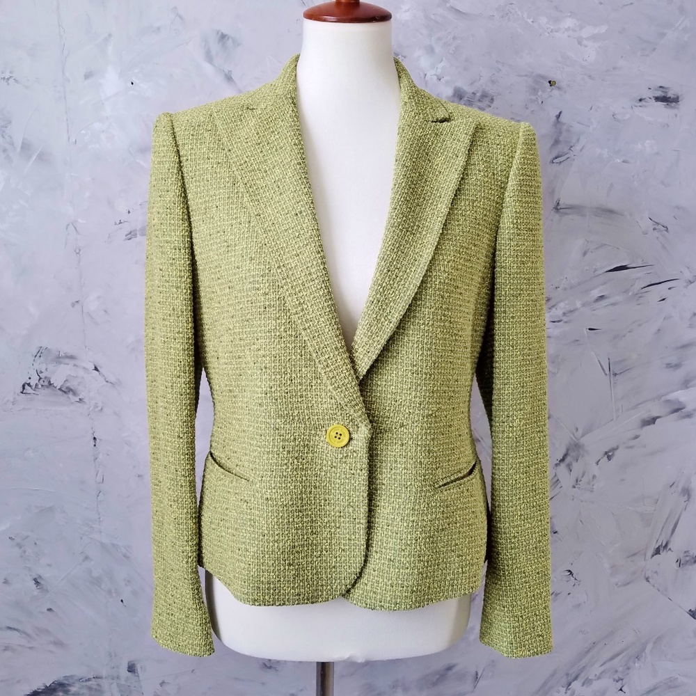 ANNE KLEIN Green Tweed Jacket & Skirt Suit - Picture 2 of 8